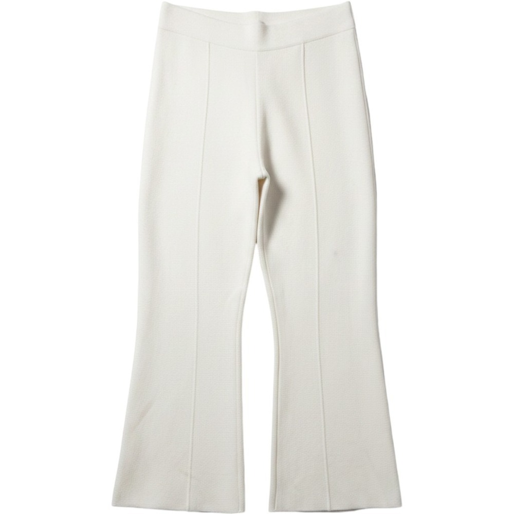 L'AGENCE Women Off White Knit Flare Pintuck Seam Trousers Pants Lurex Large NWT